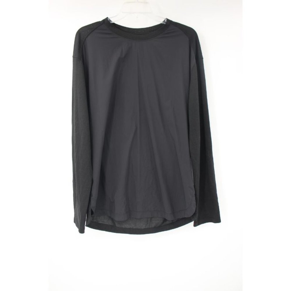 lululmeon Mens S/M long sleeve crew-neck black pullover stretch activewear